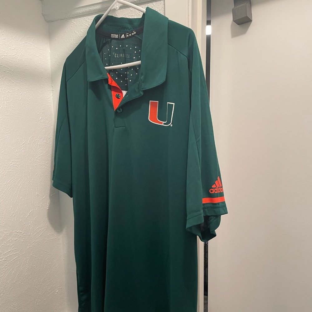Adidas University of Miami UM Hurricanes Polo Shirt Climachill 2XL